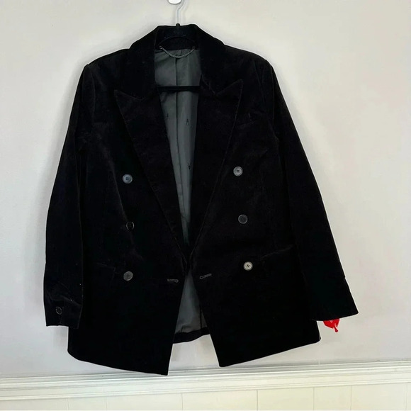 All Saints Adlai Corduroy Double Breasted Black Blazer Jacket Sz 6 NWT - Picture 2 of 10